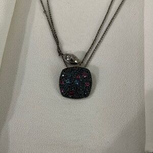 Lee Michaels Blue Topaz Elegant Multicolor Pendant Gemstone Necklace